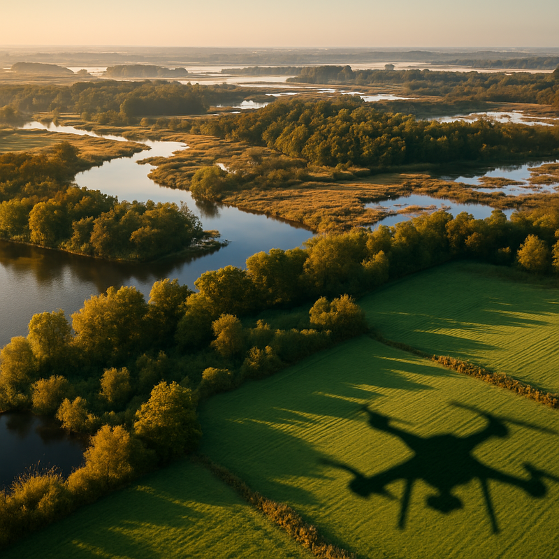Luchtfoto van Nederlands natuurgebied genomen met drone tijdens gouden uur
