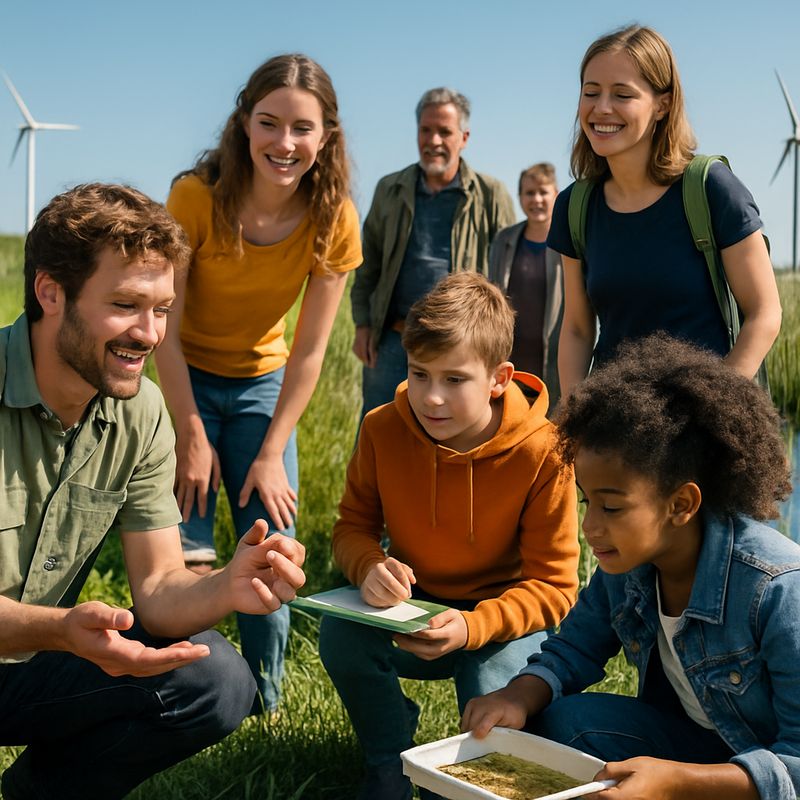 Groep mensen tijdens educatief natuurprogramma in Nederlands wetland gebied