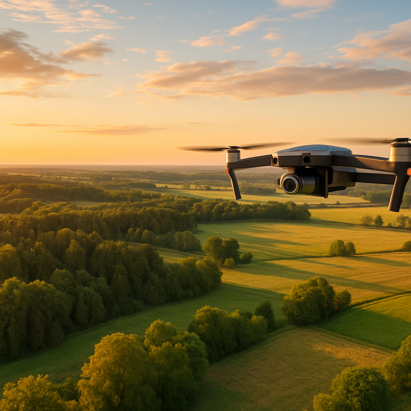 Drone vliegt boven natuurgebied in Nederland met luchtfoto panorama.
