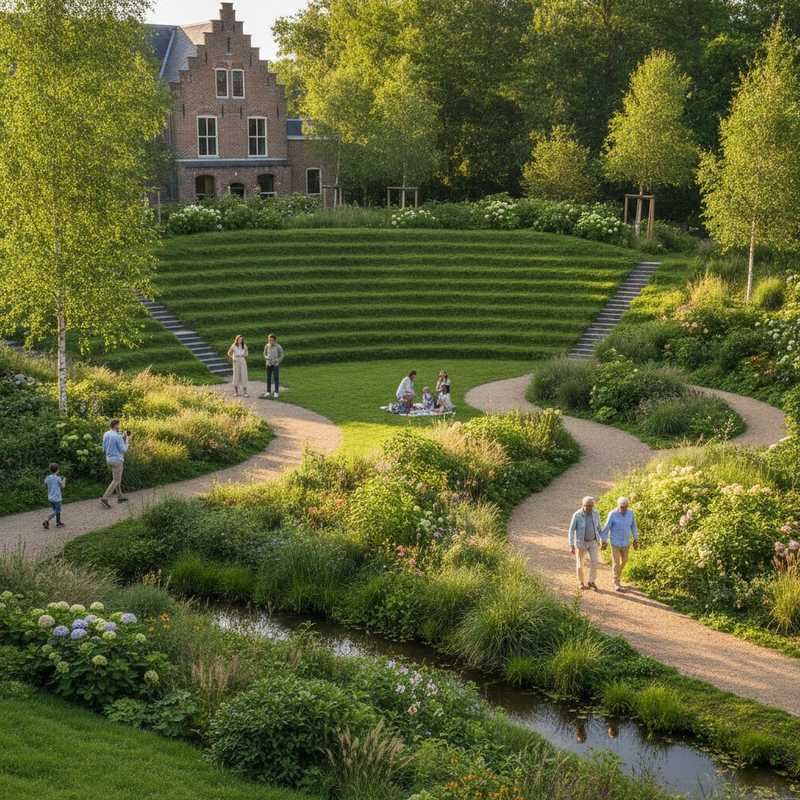 Openluchttheater Naat Piek in Uden omringd door nieuwe groene beplanting en struiken in plaats van tegels
